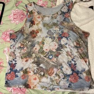 Floral Print Sleeveless Tank Top - Multicolor